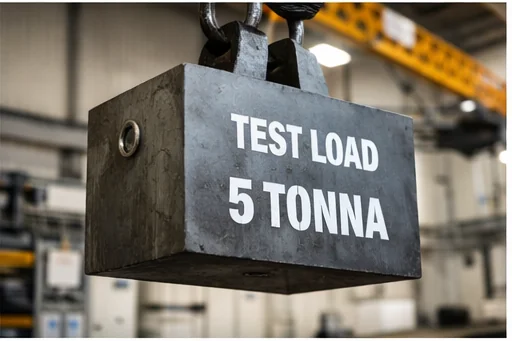 Emelőgép terheléses próba vizsgálati súllyal